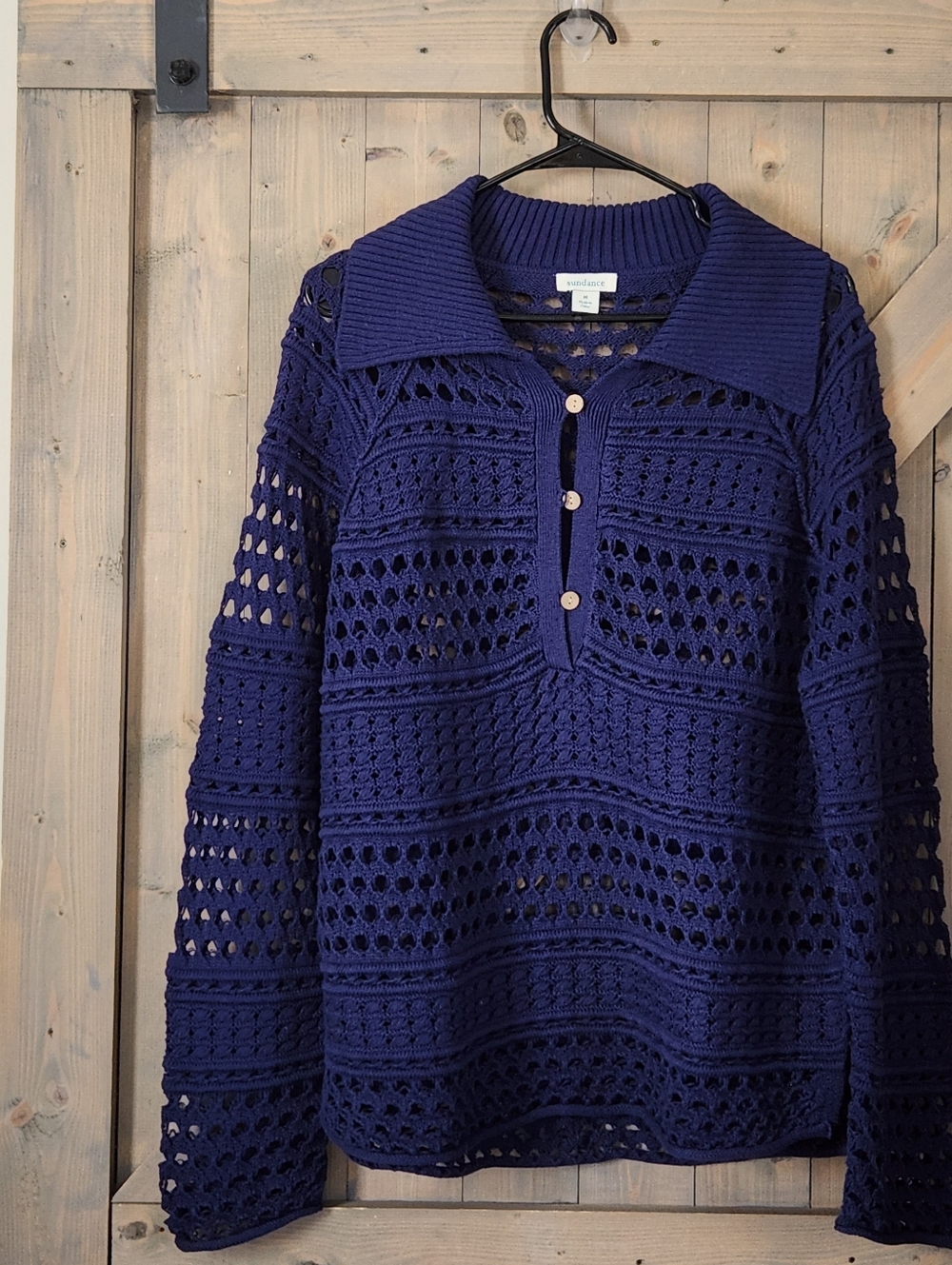 Sundance Airy Pull-Over Open Knit Cotton Sweater Size Medium